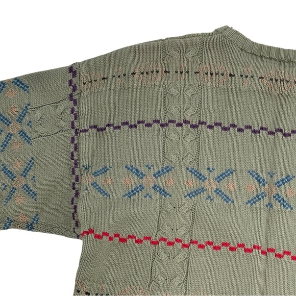 Vintage 90s Eddie Bauer Grandpa Sweater Oversized Crewneck Pullover Cotton | L - Picture 6 of 8